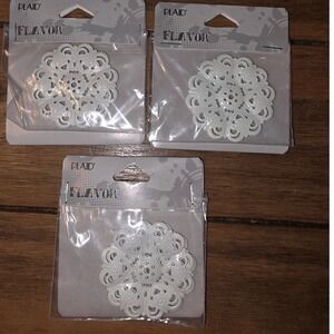 Plaid Flavor Metal Filigree Disk Cream Vintage Style Findings 74129 2in x 2in